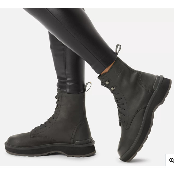 Sorel Shoes - Sorel Hi-Line Lace-Up Mid-Shaft Boots in Black and Jet Size 10 M NEW Retail $185